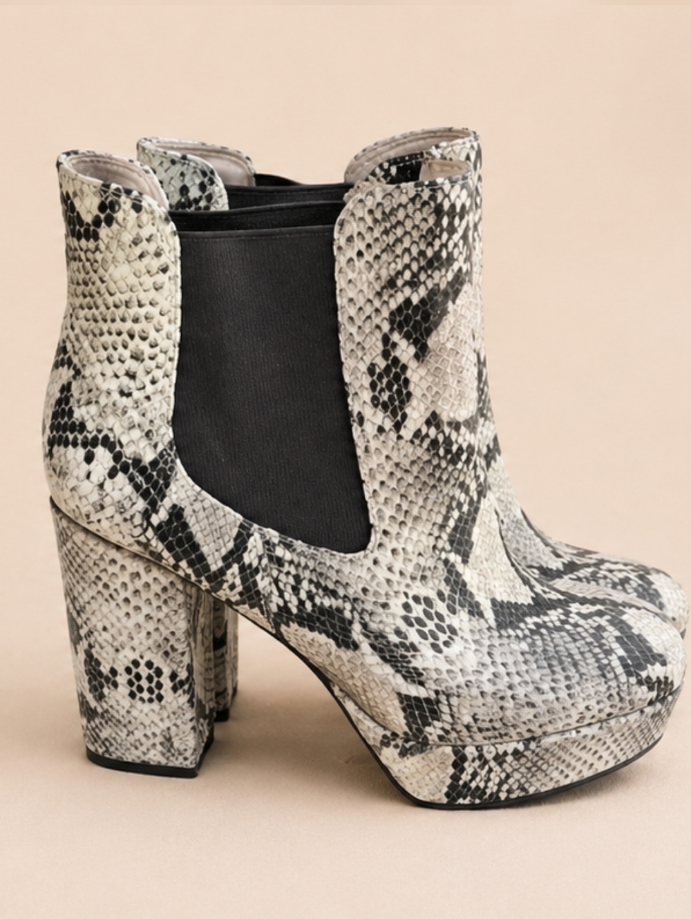 Sam Edelman Abella Platform Chelsea Boots Snake Print Leather Size 8 Chunky Heel - Picture 7 of 11